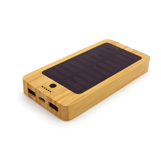 P216 ECO-Friendly Bamboo Solar Light Up Logo Wireless Power Bank