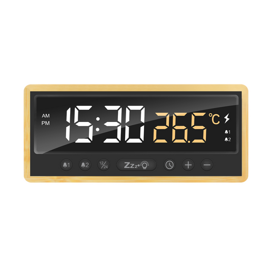 F11 Wireless Charging Desk Clock with Temperature Display Calendar Display and USB-A/C Output for Wired Charging