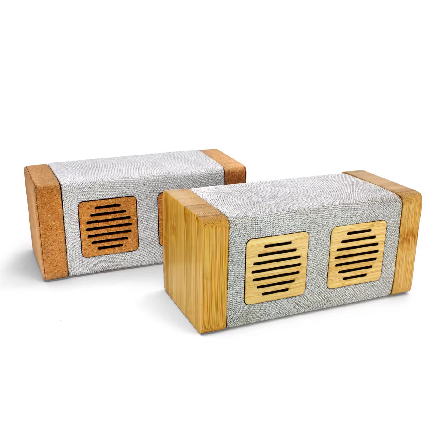 M103 Eco-friendly rpet Fabric Bamboo and Cork Mini Bluetooth Speaker with Dual Speakers