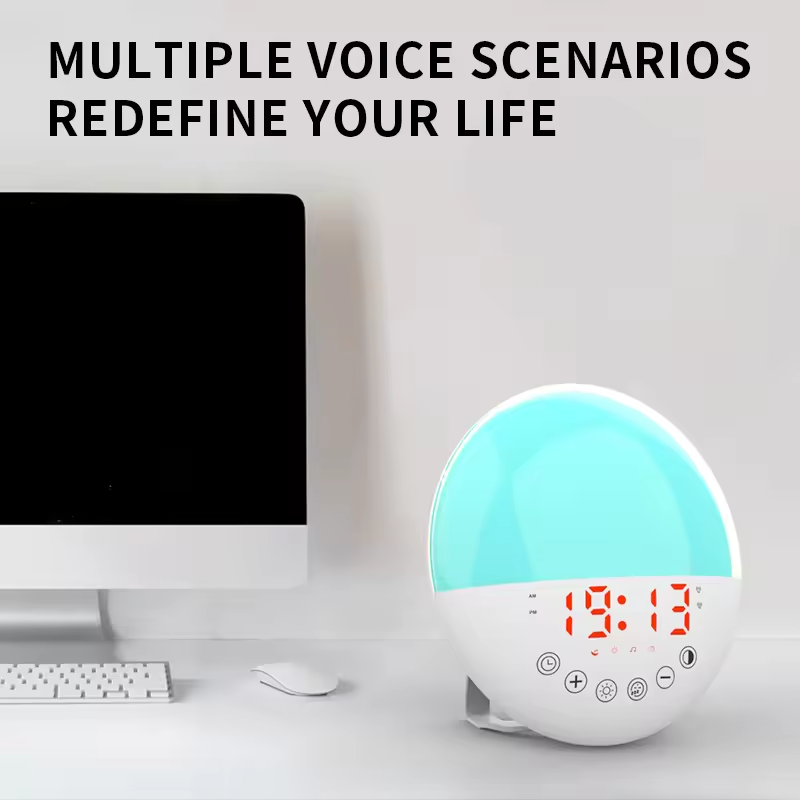 ZH046 Voice Wake-Up Clock with Backlight Natural Light Circular Desk Clock