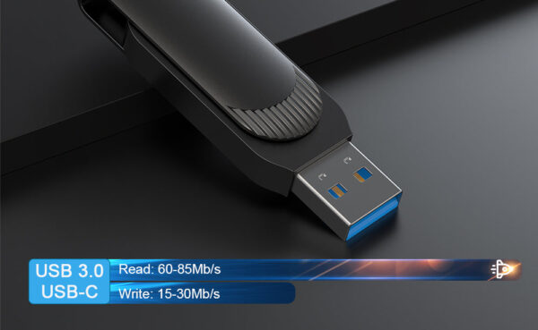 USB A + USB C Black USB Flash Drives - Image 2