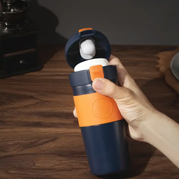 Double Walled Thermos Leak-Proof Travel Mug Classic With Rubber For Car - Image 3