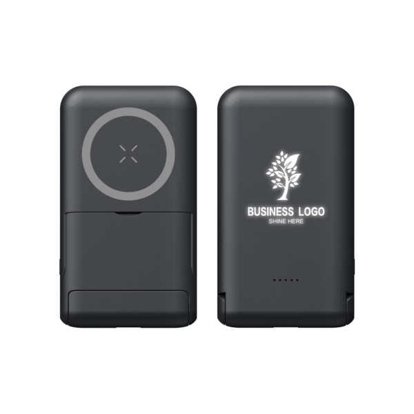 P223 Light Up Logo Magsafe Wireless Power Bank 10000mAh Wireless Charger 15W with Folding Phone Stand - Image 2