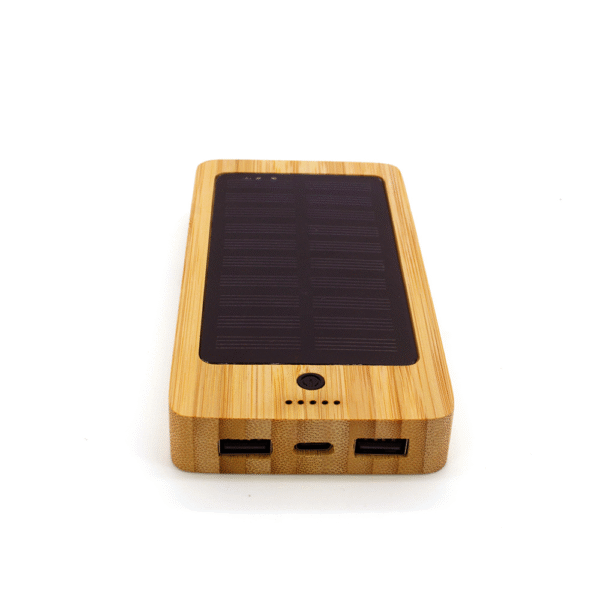 P216 ECO-Friendly Bamboo Solar Light Up Logo Wireless Power Bank - Image 3