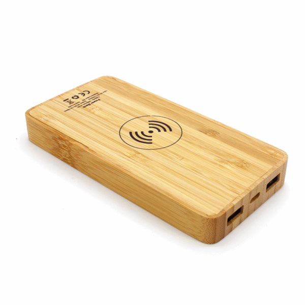P216 ECO-Friendly Bamboo Solar Light Up Logo Wireless Power Bank - Image 5