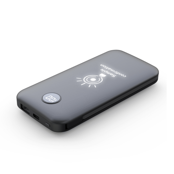 P213 10000mAh LCD Display Light Up Logo Powerbank with Built-in Type-C & Lightning Output Cable - Image 2