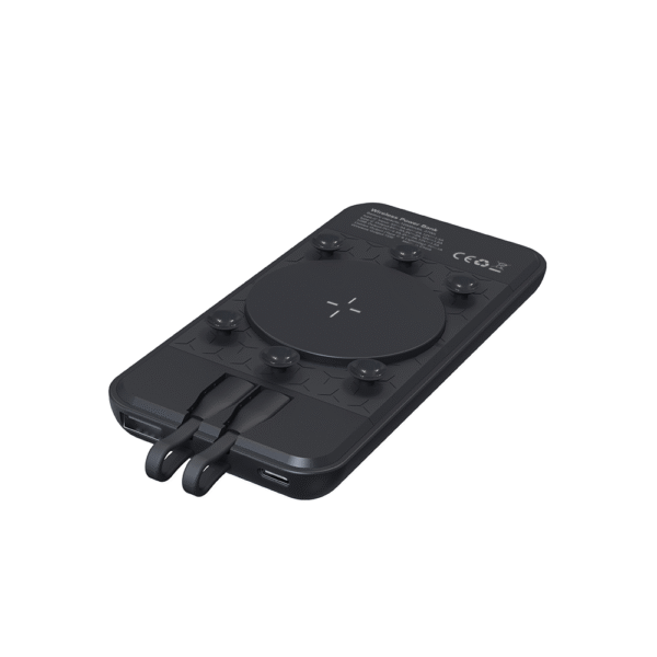 P211 10000mAh LCD Display Luminous Logo Sunction Cup Magnetic Wireless Charging Power Bank with Built-in Type-C & Lightning Cable and Ring Stand - Image 2