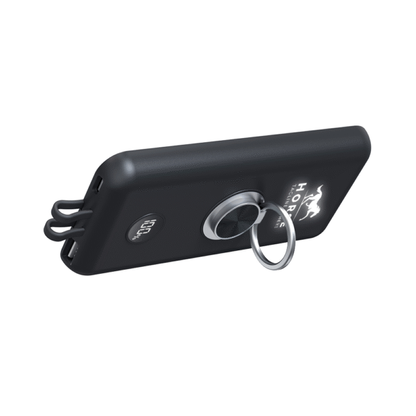 P211 10000mAh LCD Display Luminous Logo Sunction Cup Magnetic Wireless Charging Power Bank with Built-in Type-C & Lightning Cable and Ring Stand - Image 3