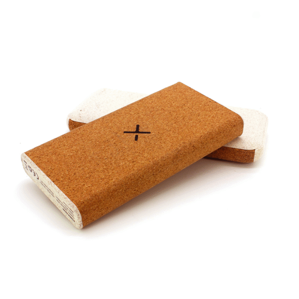 P202-WS ECO-Friendly Cork & Wheat Straw Contrast Color Wireless Power Bank 10000mAh - Image 4