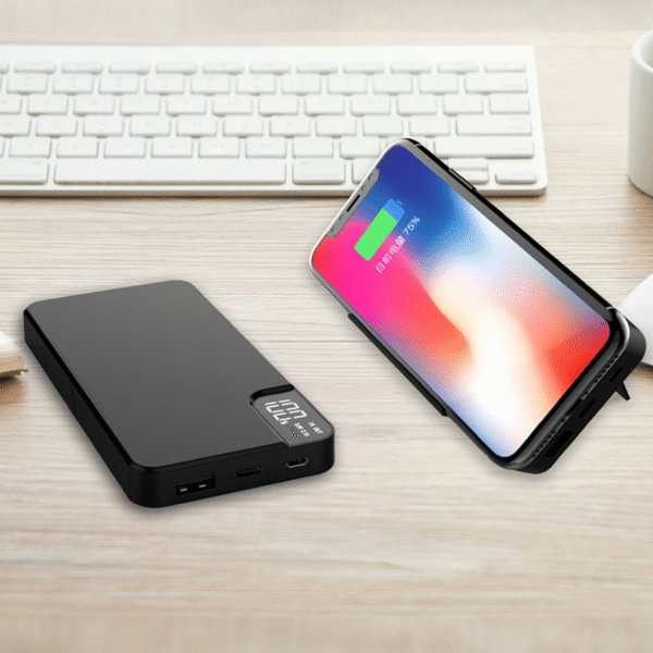 PW10 Slim LED Display Wireless Power Bank with Phone Stand - Image 3