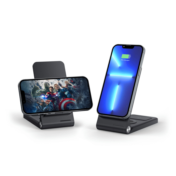 F15 Light Up Logo Folding 3 In 1 Wireless Charging Stand 15W for Mobile Phone Earphones Apple Watch With Hidden Phone Stand - Image 3
