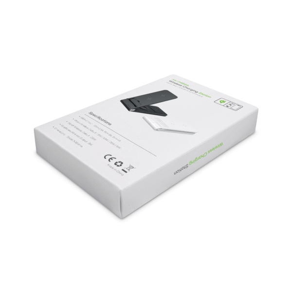F15 Light Up Logo Folding 3 In 1 Wireless Charging Stand 15W for Mobile Phone Earphones Apple Watch With Hidden Phone Stand - Image 5