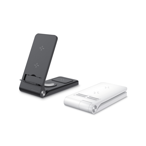 Folding 3 In 1 Wireless Charging Stand 15W for Mobile Phone Earphones Apple Watch With Hidden Phone Stand