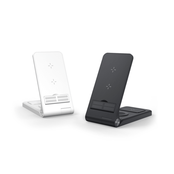 Folding 3 In 1 Wireless Charging Stand 15W for Mobile Phone Earphones Apple Watch With Hidden Phone Stand - Image 3