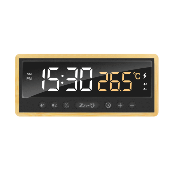 WIRELESS CHARGER Desk Clock with Temperature Display Calendar Display and USB-A/C Output for Wired Charging - Image 2