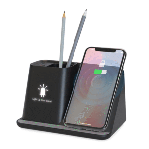 LIGHT UP LOGO DESKTOP WIRELESS CHARGER ORGANIZER