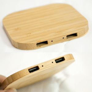 W112 ECO-FRIENDLY ULTRA-THIN BAMBOO DUAL OUTPUT WIRELESS CHARGING PAD