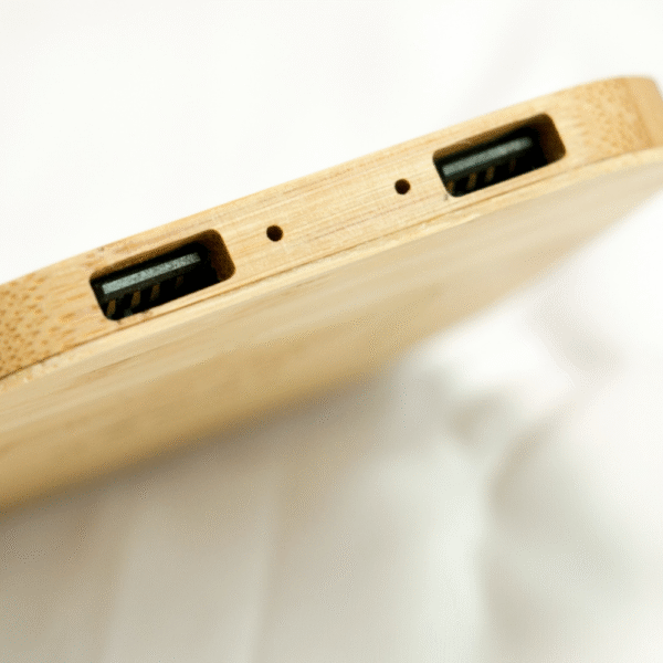W112 ECO-FRIENDLY ULTRA-THIN BAMBOO DUAL OUTPUT WIRELESS CHARGING PAD - Image 3