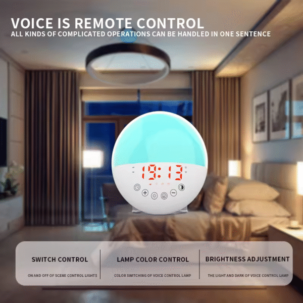ZH046 Voice Wake-Up Clock with Backlight Natural Light Circular Desk Clock - Image 3