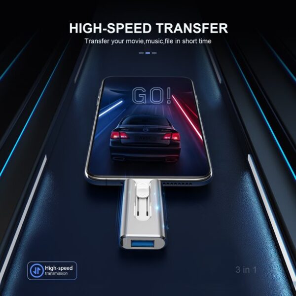 USB 3.0 Flash Drive for iPhone External Storage OTG Flash Drive for Android Smartphone - Silver - Image 6