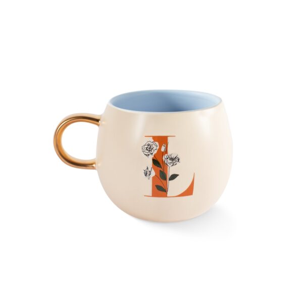 DM MONOGRAM FLORAL "L" ROUND MUG - Image 3