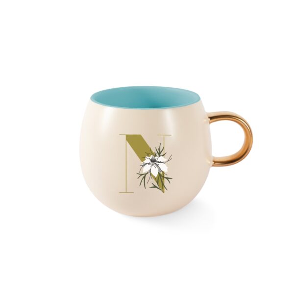 DM MONOGRAM FLORAL "N" ROUND MUG