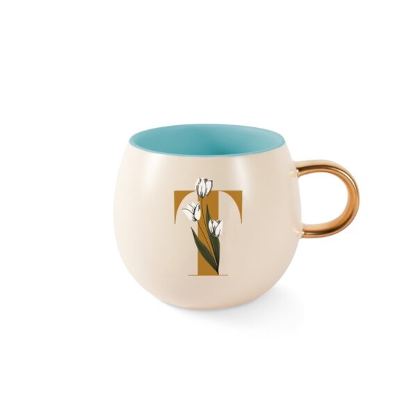 DM MONOGRAM FLORAL "T" ROUND MUG