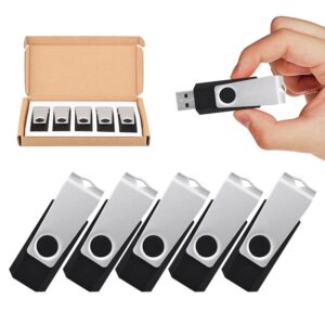 TOPESEL 5 Pack 64GB USB Flash Drives Memory Stick USB 2.0 Thumb Drives 64GB 5PCS, Black