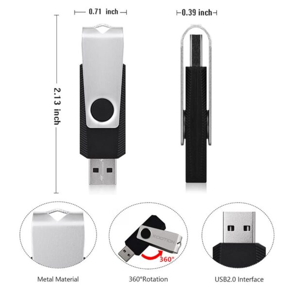 TOPESEL 5 Pack 64GB USB Flash Drives Memory Stick USB 2.0 Thumb Drives 64GB 5PCS, Black - Image 4