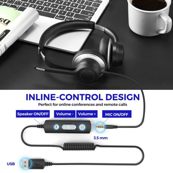 USB Headsets with Microphone, Computer Headset for Laptop - Image 4