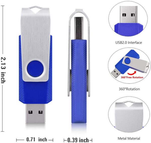 10 Pack 4GB Swivel Design USB 2.0 Flash Drive Blue Color - Image 4
