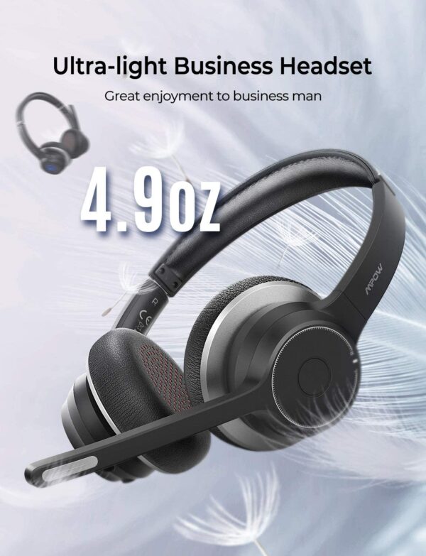 Mpow Wireless Bluetooth Headset V5.0 w/ Microphone for Computer - Image 7