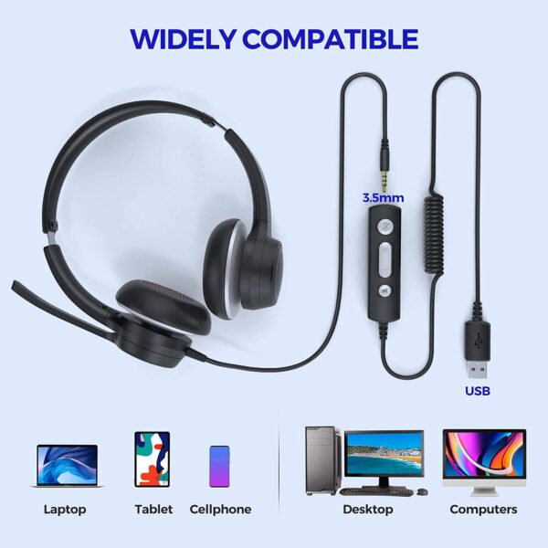 USB Headsets with Microphone, Computer Headset for Laptop - Image 7