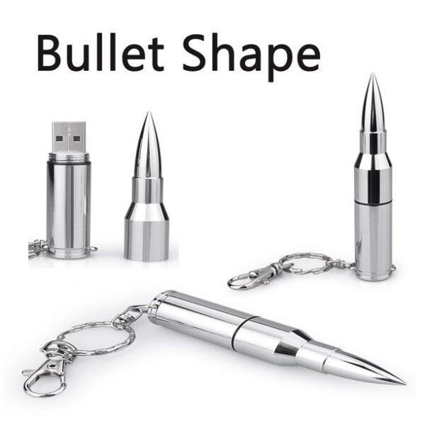 Topesel 64GB Bullet Shape USB Drive Flash with Keychain, Metal Thumb Drive-Silver - Image 3