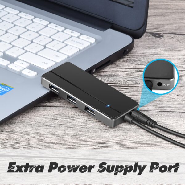 USB Hub, 4 USB 3.0 Ports, 5Gbps High-Speed USB Splitter for PC USB Flash Drive Mobile HDD - Image 4