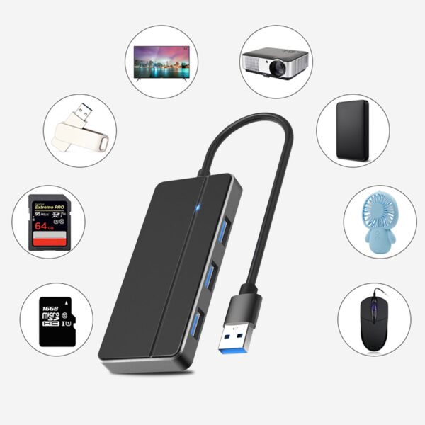 USB Hub, 4 USB 3.0 Ports, 5Gbps High-Speed USB Splitter for PC USB Flash Drive Mobile HDD - Image 7