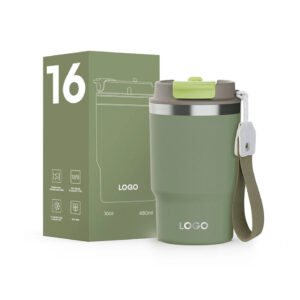 Double Wall Stainless Steel Insulated Coffee Tumbler with Color Lid and Handgrip
