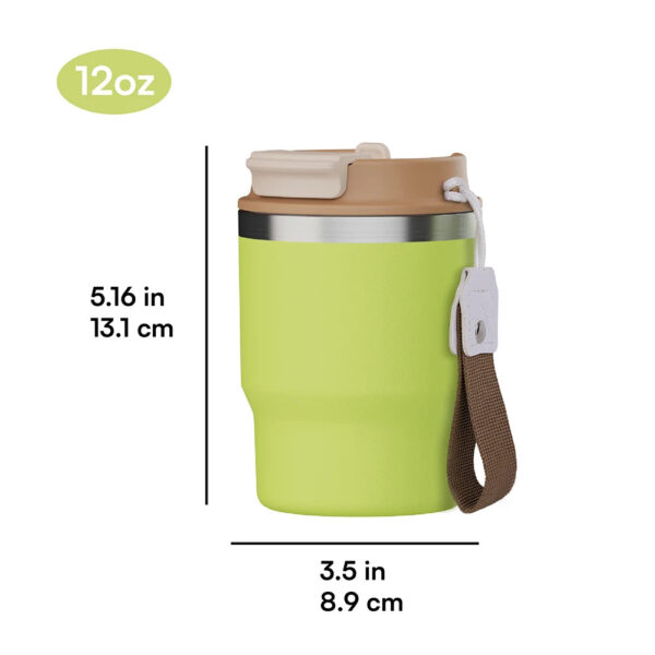 Double Wall Stainless Steel Insulated Coffee Tumbler with Color Lid and Handgrip - Image 6