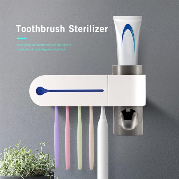 Antibacterial 2 in 1 UV Light Ultraviolet Toothbrush Sterilizer - Automatic Toothpaste Dispenser Sterilizer Toothbrush Holder Cleaner - Image 5