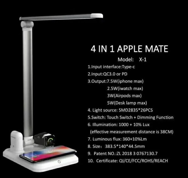 4 in 1 Portable Foldable Fast Wireless Charging Station LED Desk Lamp for iPhone 14/13Pro - Image 6