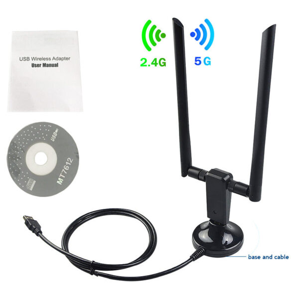 1200Mbps 802.11AC Dual band wireless usb wifi adapter wifi dongle with 2pcs external antenna - Image 2