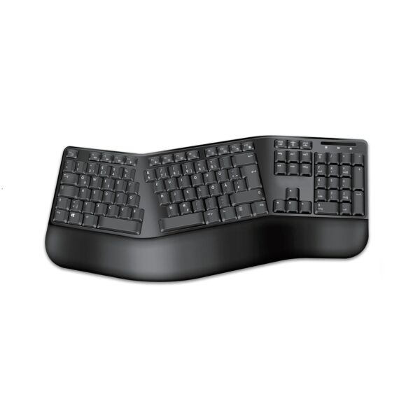 Ergonomic Wireless Keyboard Curved Design for Natural Typing 2.4G Full Size Ergo Split Keyboard with Wrist Rest