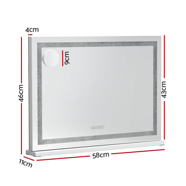 Embellir Bluetooth Makeup Mirror 58X46cm Crystal Hollywood with Light LED Vanity - Image 2