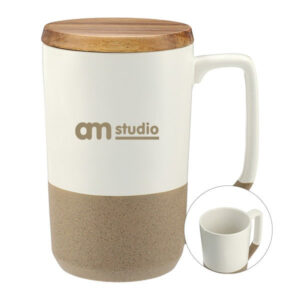 16 Oz. Tahoe Tea & Coffee Ceramic Mug with Wood Lid (Q152422)