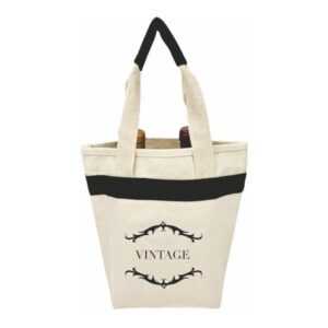 16 Oz. Black Canvas Gift Bag Wine Tote Bag (Q171211)