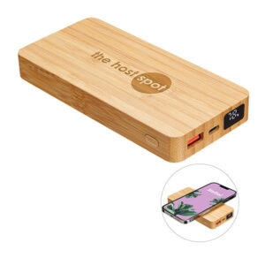 Bamboo 10000mAh Dual Port Power Bank Wireless Charger (Q216722)