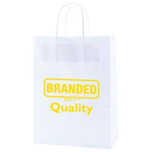 White Kraft Shopping Bags (10" x 5" x 13.5" x 5") (Q26671)