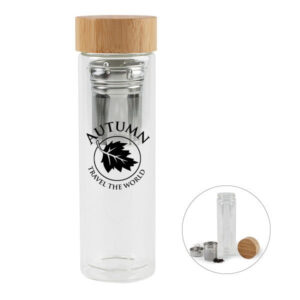 13.5 Oz. Eden Double Wall Bamboo Glass Bottles (Q343811)