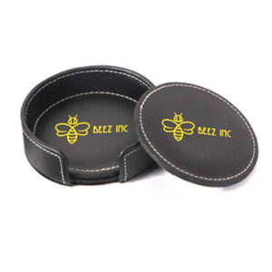 Benson 4 Pc. Bonded Leather Coaster Set (Q509422)
