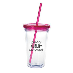 Double Wall Clear Tumblers with Colored Lid (18 oz.) (Q708311)